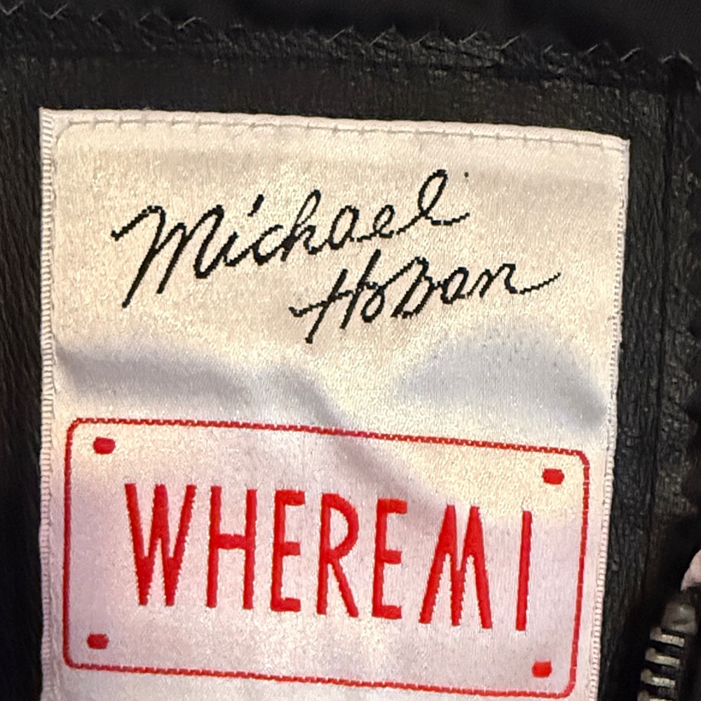 Michael Hoban Wheremi USA Men's Black and White Leather Jacket XL - Picture 8 of 11